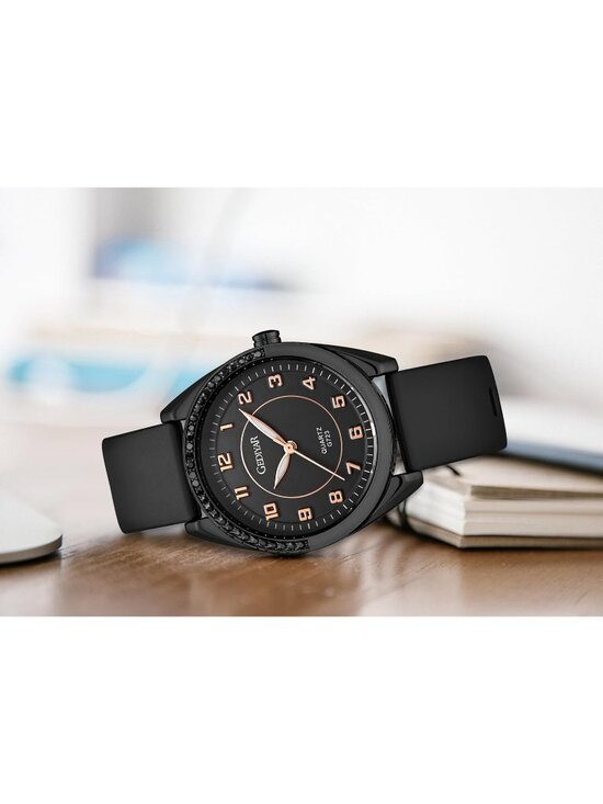 Women\'s Black Analog Quartz Silicone Band Solid Waterproof Nurses Wrist Watch